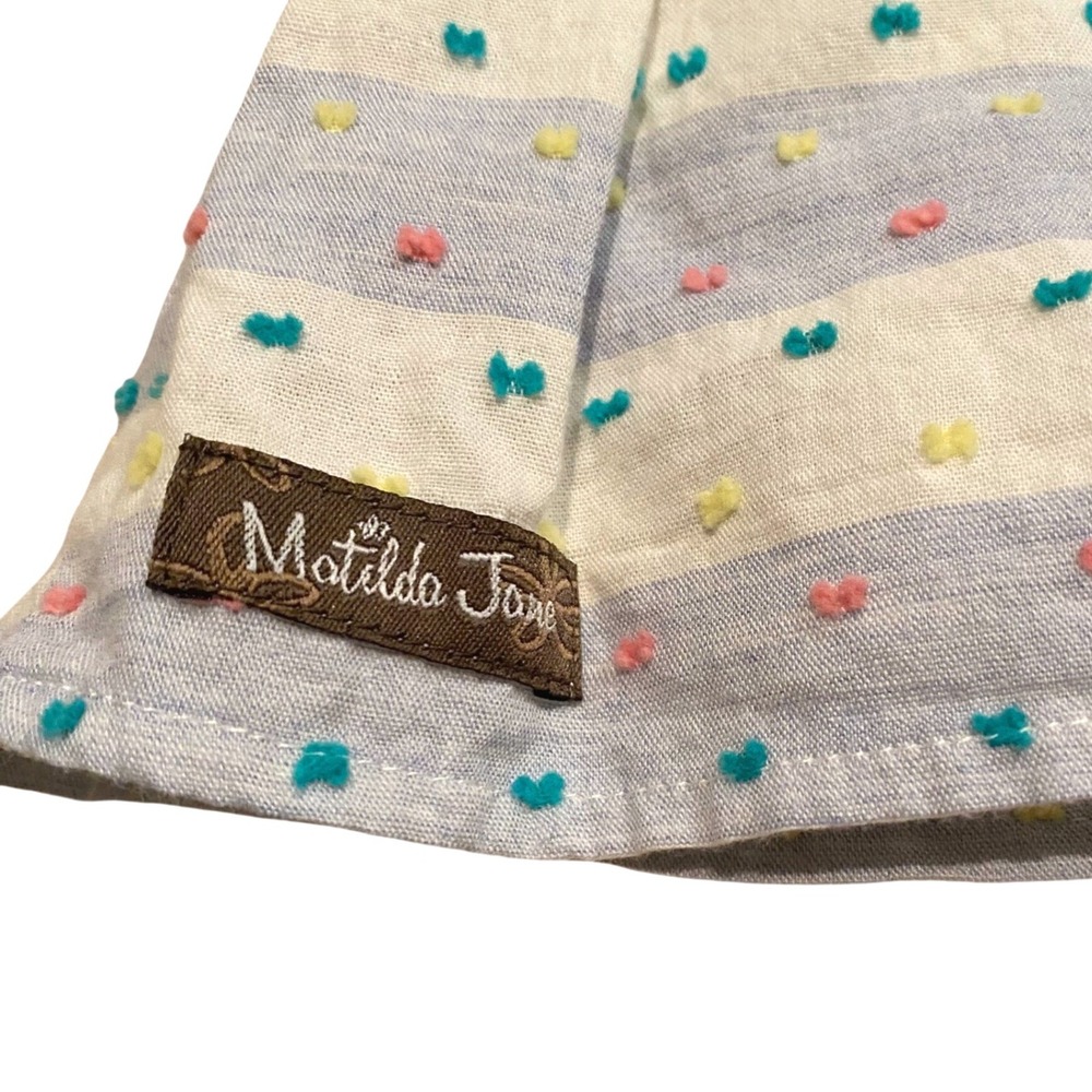 MATILDA JANE Happy & Free Dotted Sky Dress SZ 6 Blue Stripe Swiss Dot Artsy Boho - Picture 9 of 11